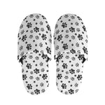 Grey Animal Paw Pattern Print Slippers
