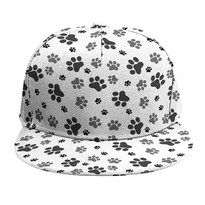 Grey Animal Paw Pattern Print Snapback Cap