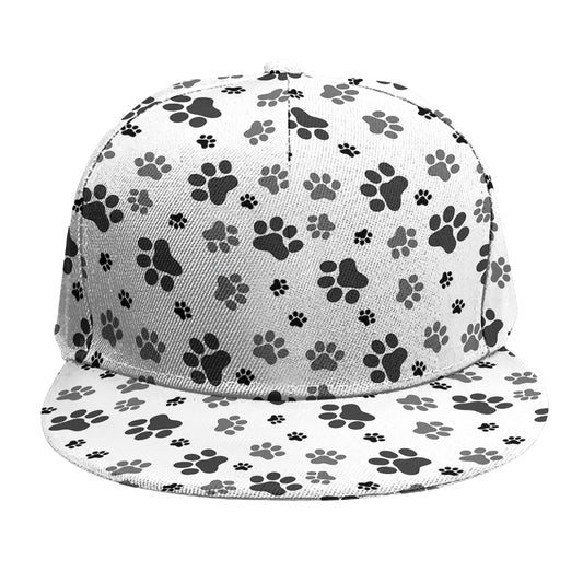 Grey Animal Paw Pattern Print Snapback Cap