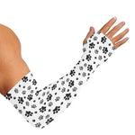 Grey Animal Paw Pattern Print Sun Protection Arm Sleeves