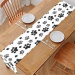 Grey Animal Paw Pattern Print Table Runner
