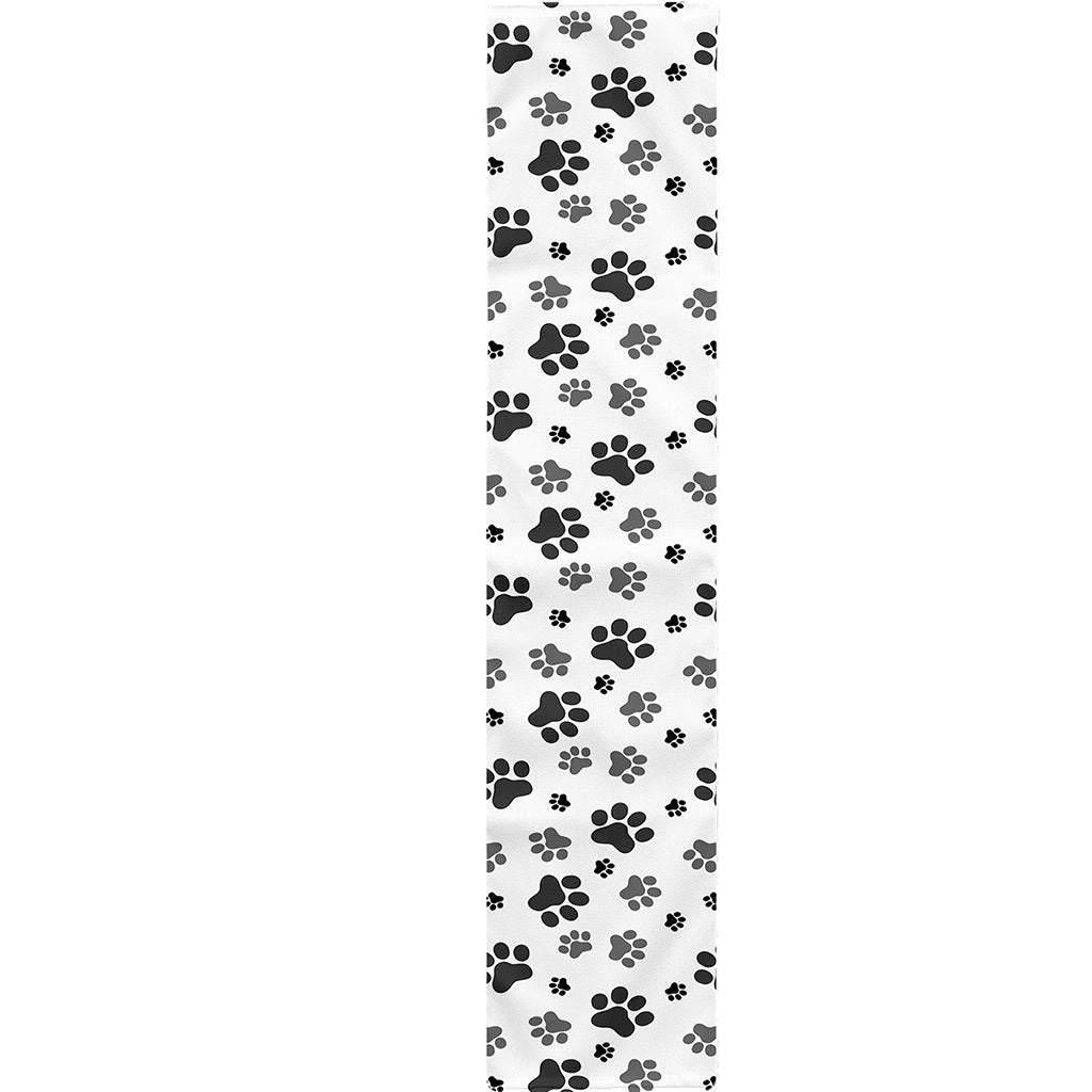 Grey Animal Paw Pattern Print Table Runner