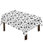 Grey Animal Paw Pattern Print Tablecloth
