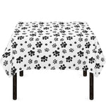 Grey Animal Paw Pattern Print Tablecloth