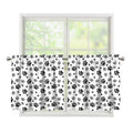 Grey Animal Paw Pattern Print Tier Curtains