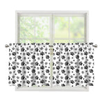 Grey Animal Paw Pattern Print Tier Curtains