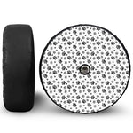 Grey Animal Paw Pattern Print Tire Cover With Camera Hole