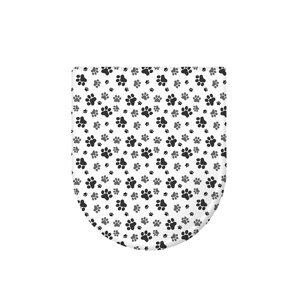 Grey Animal Paw Pattern Print Toilet Lid Cover