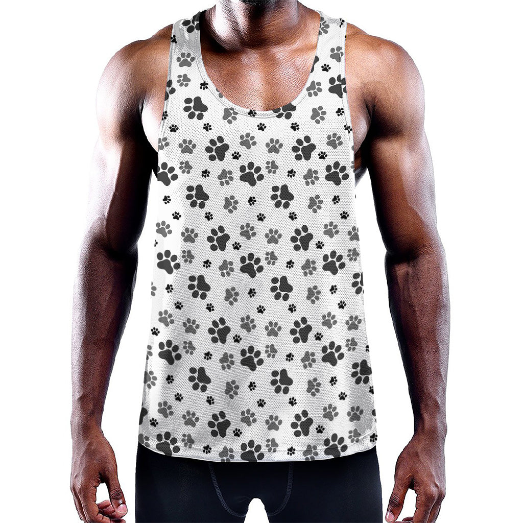 Grey Animal Paw Pattern Print Training Tank Top
