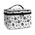 Grey Animal Paw Pattern Print Travel Makeup Bag