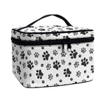 Grey Animal Paw Pattern Print Travel Makeup Bag