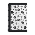 Grey Animal Paw Pattern Print Trifold Wallet