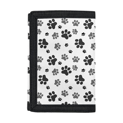 Grey Animal Paw Pattern Print Trifold Wallet