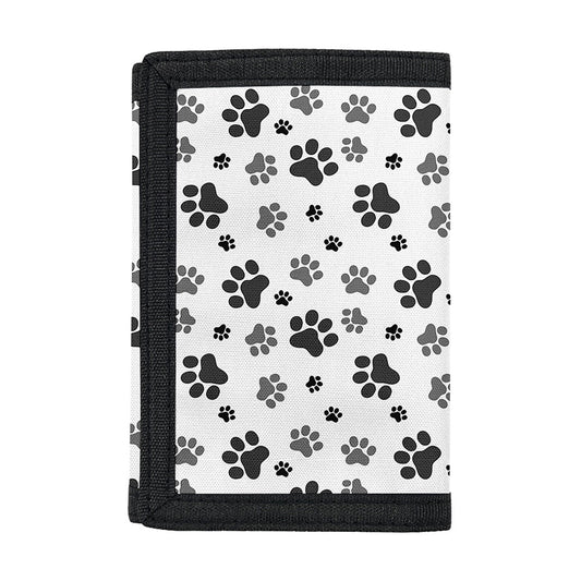 Grey Animal Paw Pattern Print Trifold Wallet