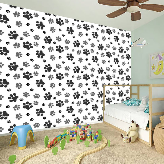 Grey Animal Paw Pattern Print Wall Sticker
