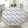 Grey Animal Paw Pattern Print Waterproof Round Tablecloth