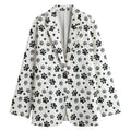 Grey Animal Paw Pattern Print Women's Blazer