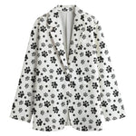 Grey Animal Paw Pattern Print Women's Blazer