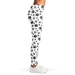 Grey Animal Paw Pattern Print Women's Leggings