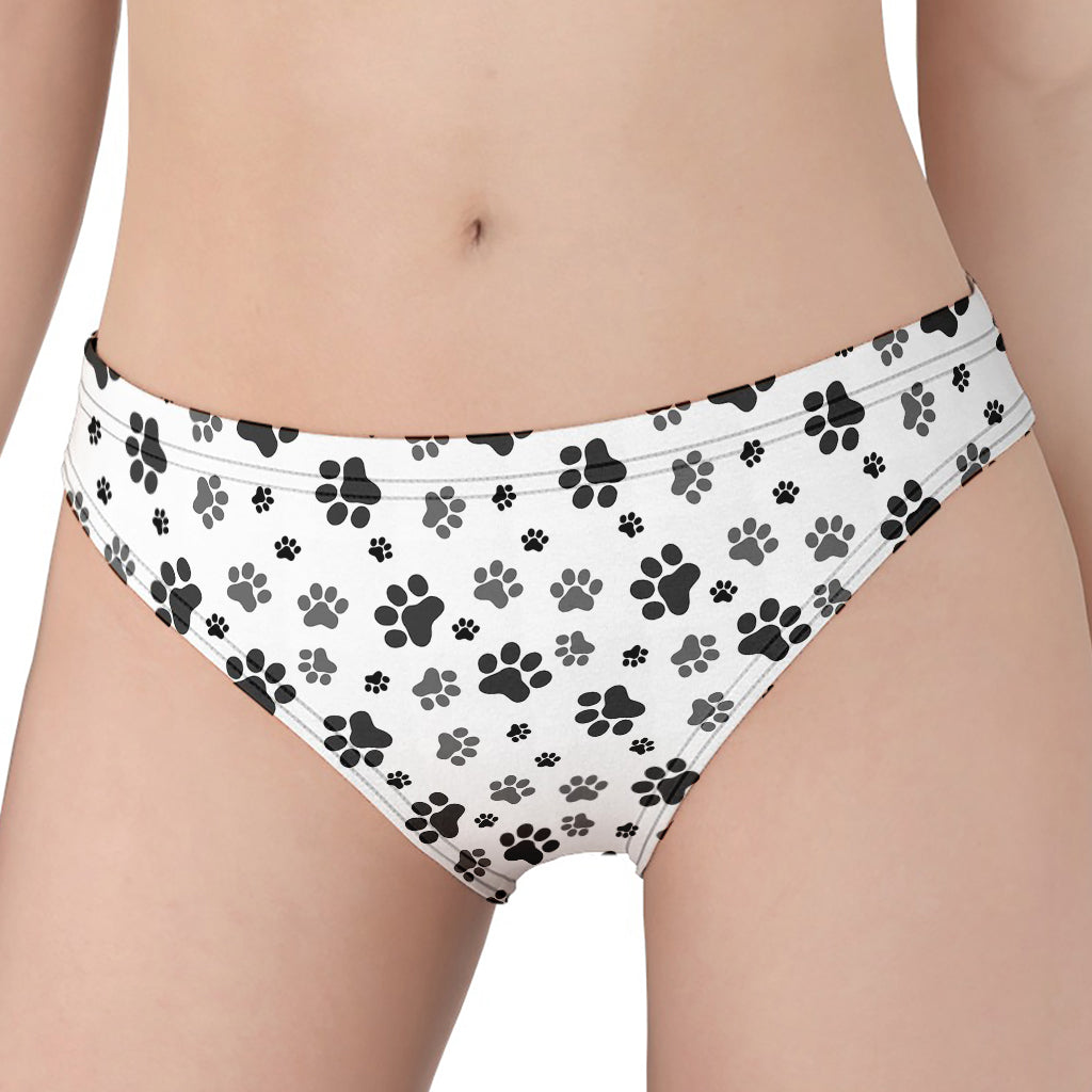 Grey Animal Paw Pattern Print Women's Panties