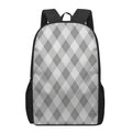 Grey Argyle Pattern Print 17 Inch Backpack