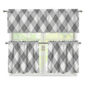 Grey Argyle Pattern Print 3 Piece Kitchen Curtains