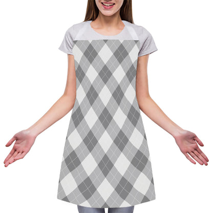 Grey Argyle Pattern Print Adjustable Apron