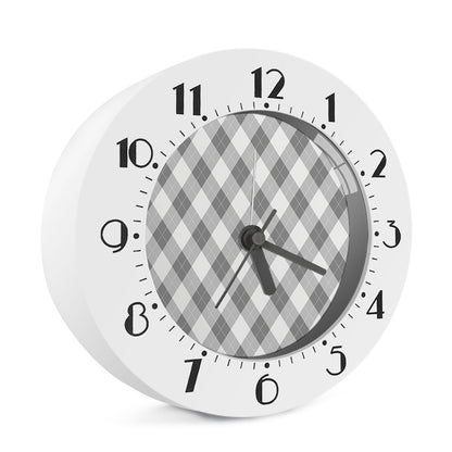 Grey Argyle Pattern Print Alarm Clock
