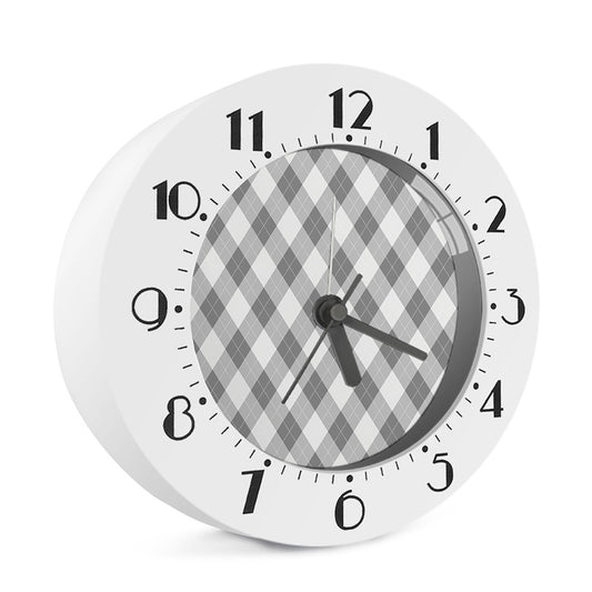 Grey Argyle Pattern Print Alarm Clock