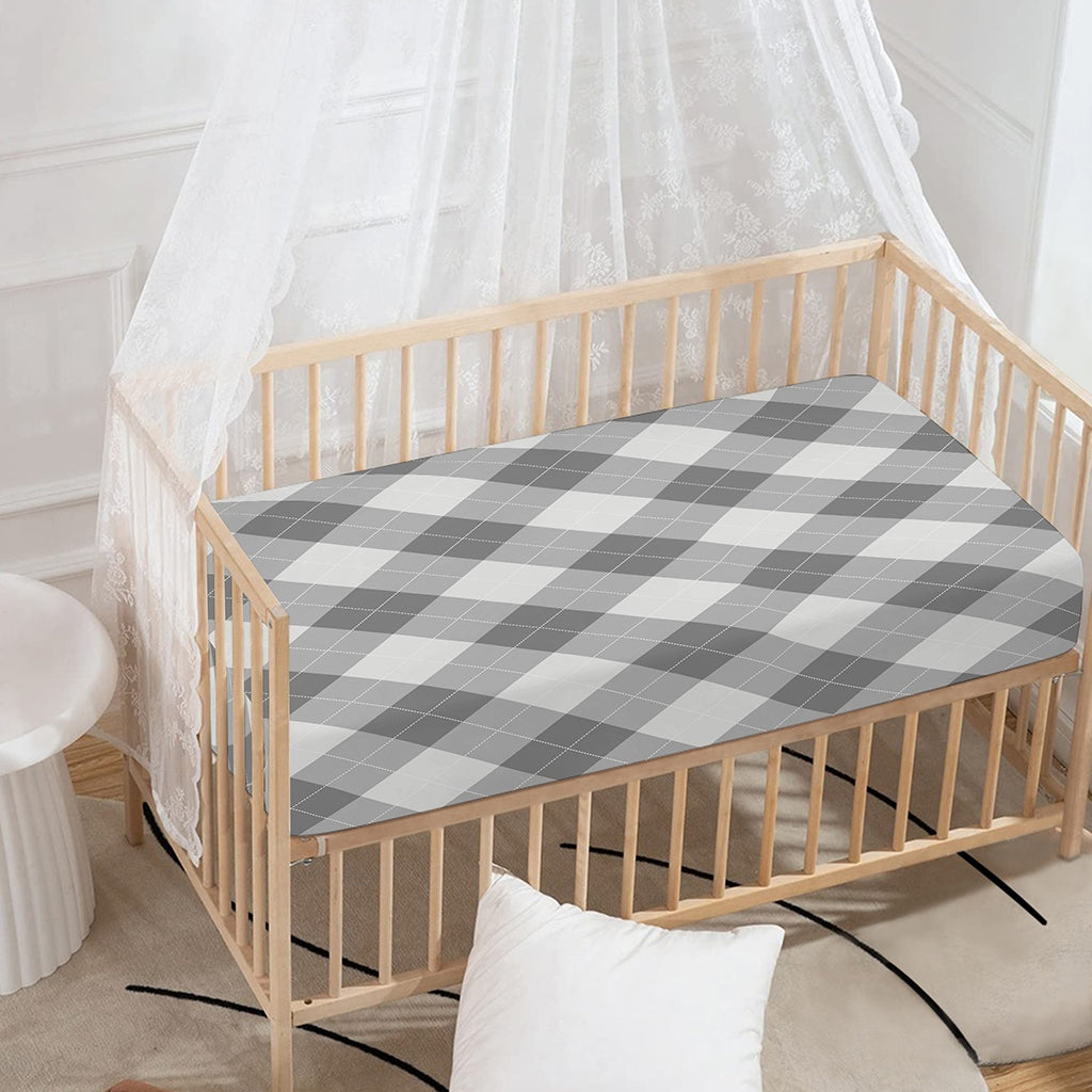 Grey Argyle Pattern Print Baby Crib Sheet