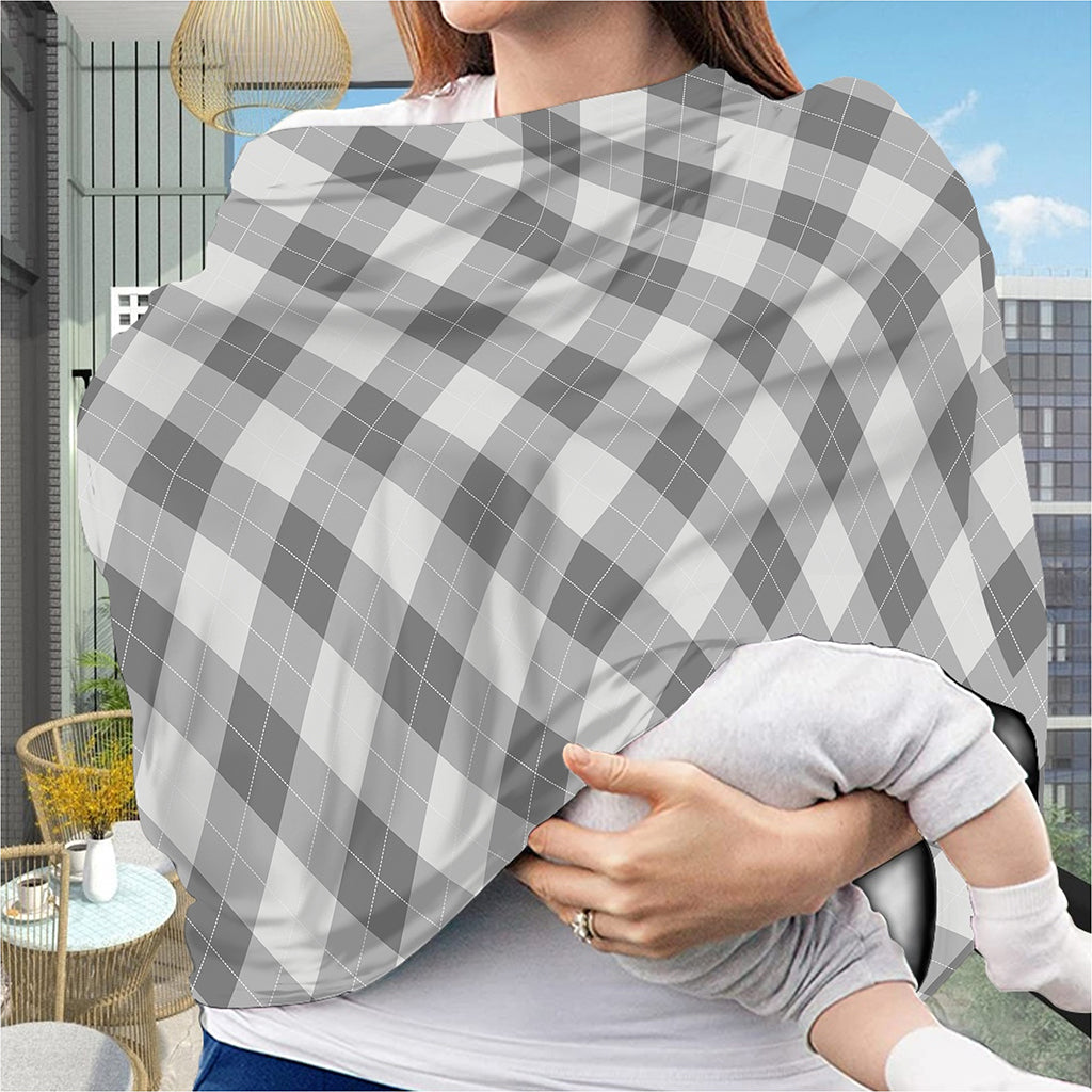 Grey Argyle Pattern Print Baby Seat Cover
