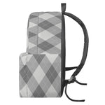 Grey Argyle Pattern Print Backpack