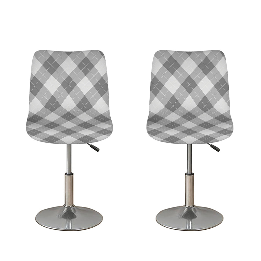 Grey Argyle Pattern Print Bar Stool Covers