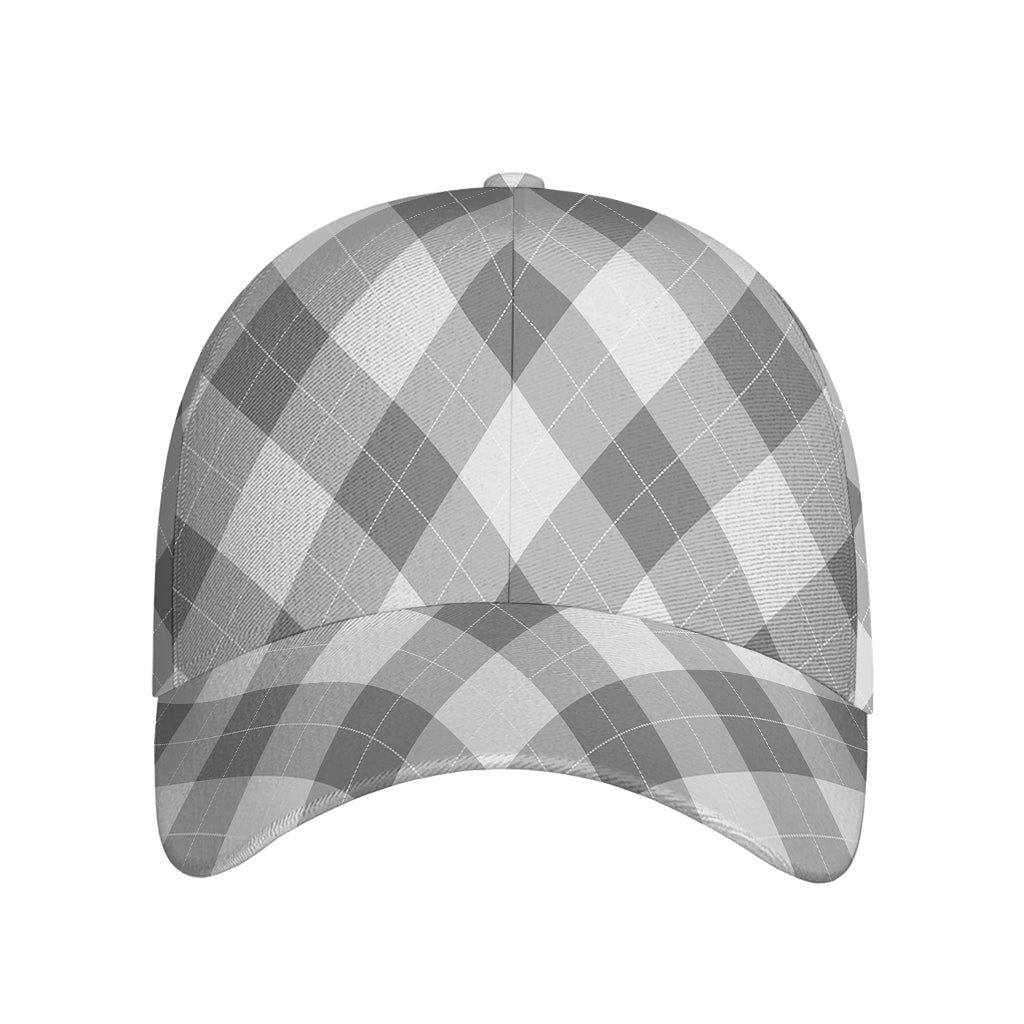 Grey Argyle Pattern Print Baseball Cap