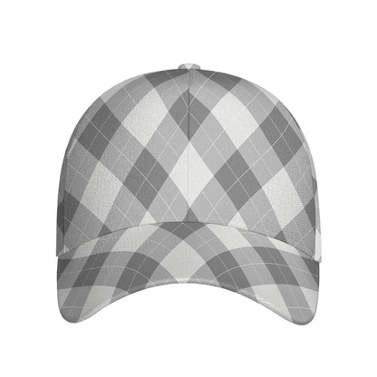 Grey Argyle Pattern Print Baseball Cap
