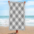 Grey Argyle Pattern Print Beach Towel