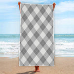 Grey Argyle Pattern Print Beach Towel