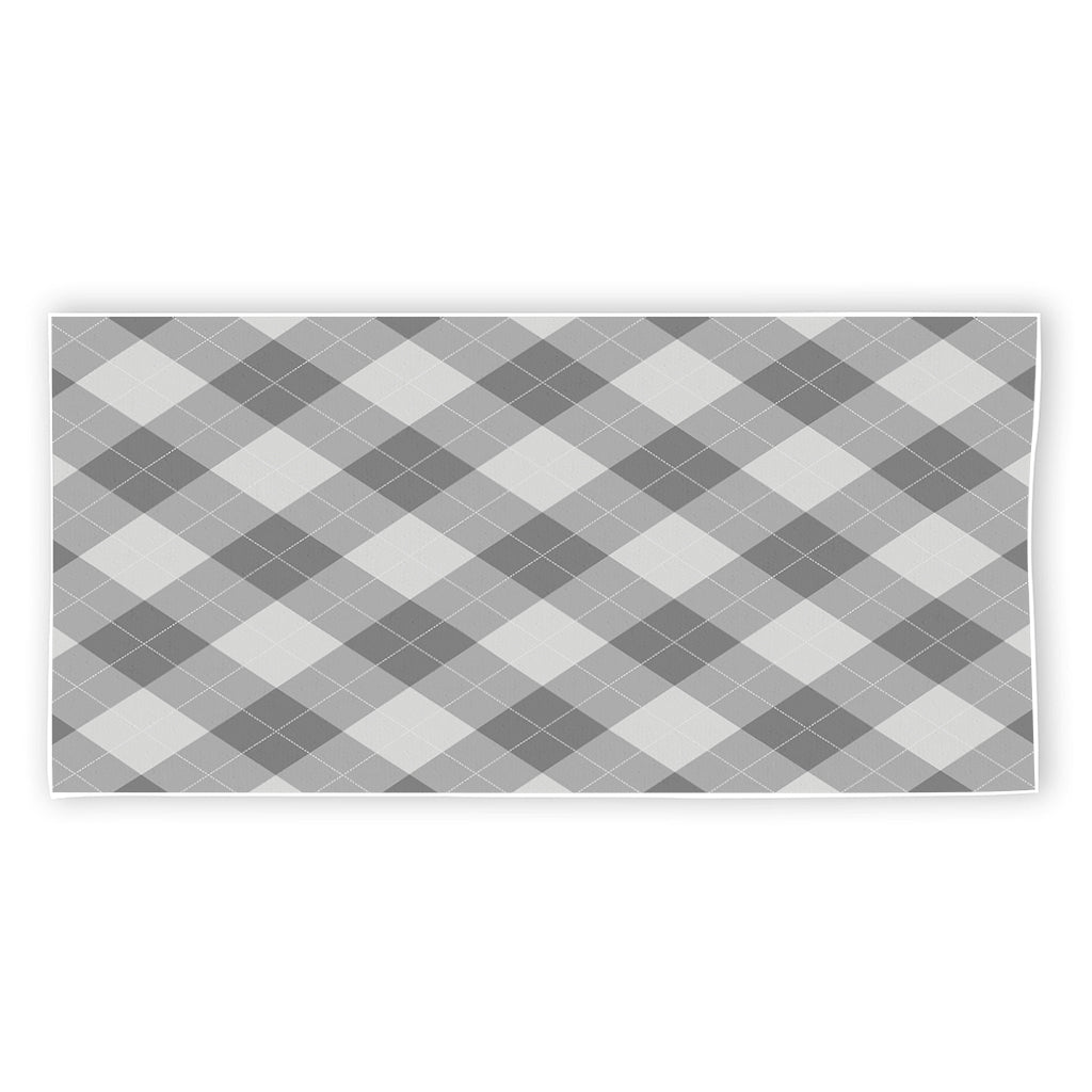 Grey Argyle Pattern Print Beach Towel