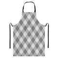 Grey Argyle Pattern Print Bib Apron With Pocket