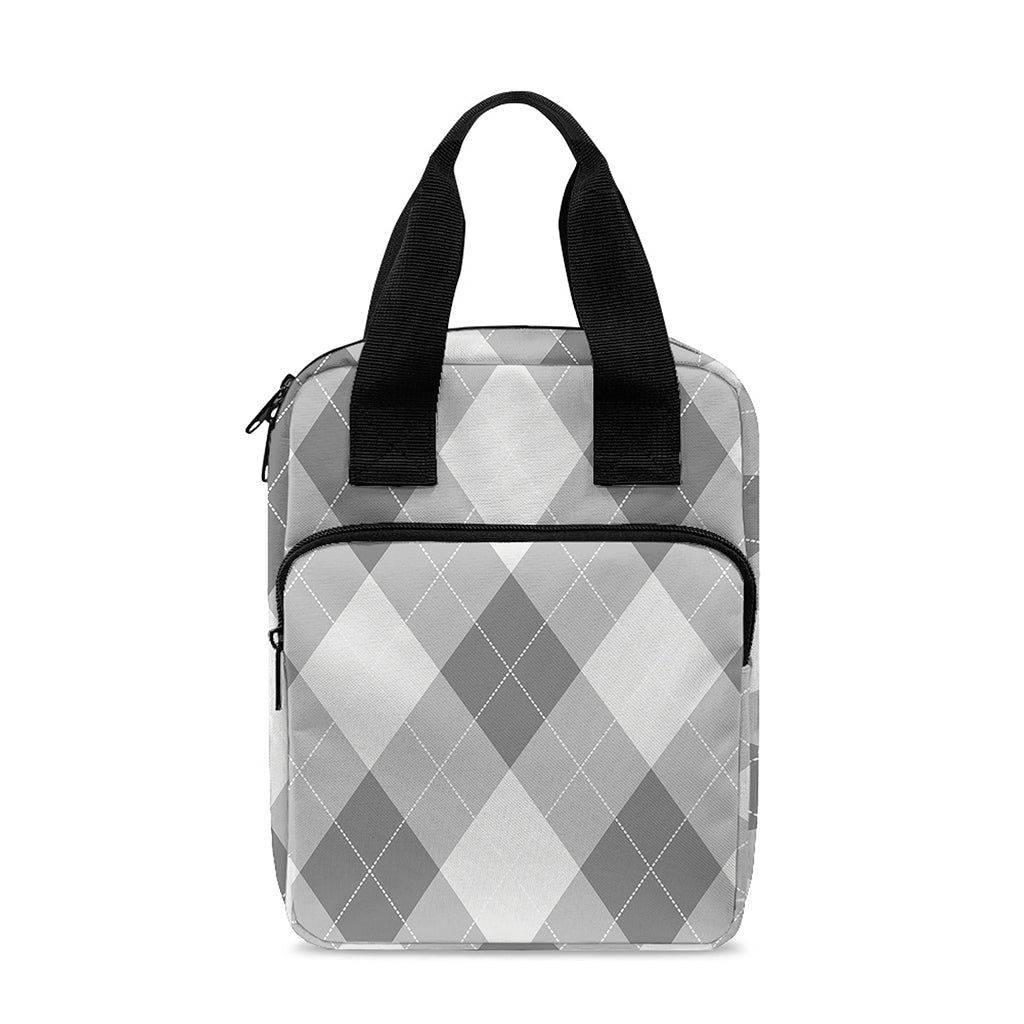 Grey Argyle Pattern Print Bible Tote Bag