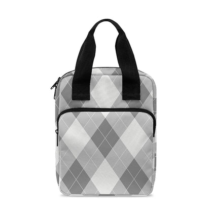 Grey Argyle Pattern Print Bible Tote Bag