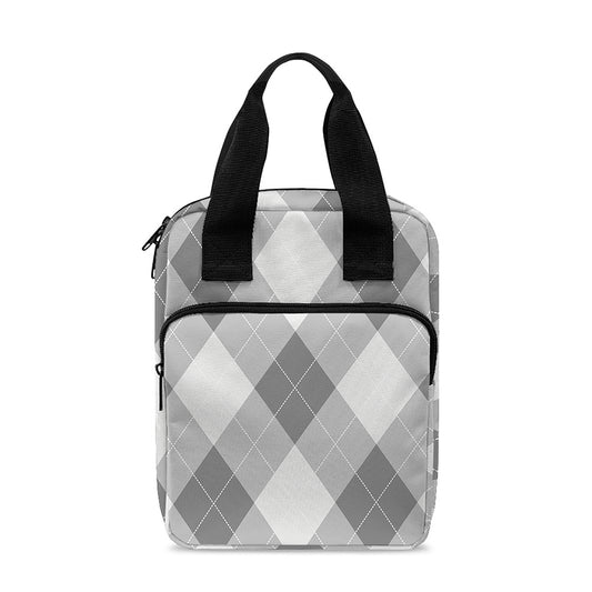 Grey Argyle Pattern Print Bible Tote Bag