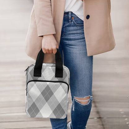 Grey Argyle Pattern Print Bible Tote Bag