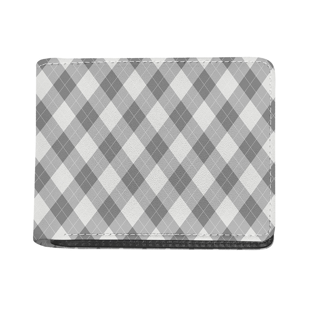 Grey Argyle Pattern Print Bifold Wallet