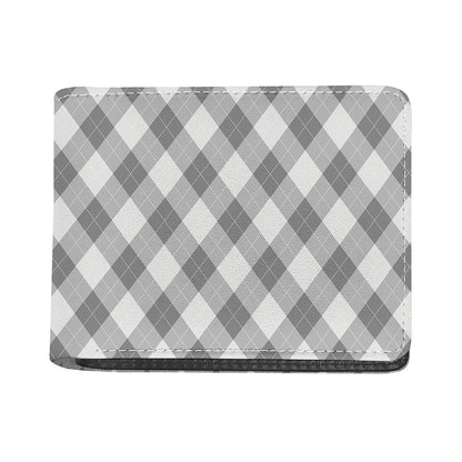 Grey Argyle Pattern Print Bifold Wallet