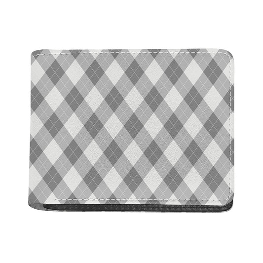 Grey Argyle Pattern Print Bifold Wallet