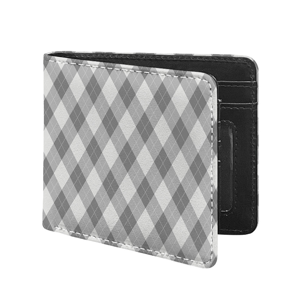 Grey Argyle Pattern Print Bifold Wallet