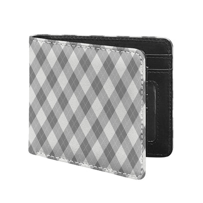 Grey Argyle Pattern Print Bifold Wallet