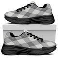 Grey Argyle Pattern Print Black Chunky Shoes