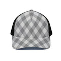 Grey Argyle Pattern Print Black Mesh Trucker Hat